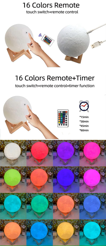 Personalized 3D Printing Moon Lamp Customized Photo Text Night Light USB Rechargeable🌕
