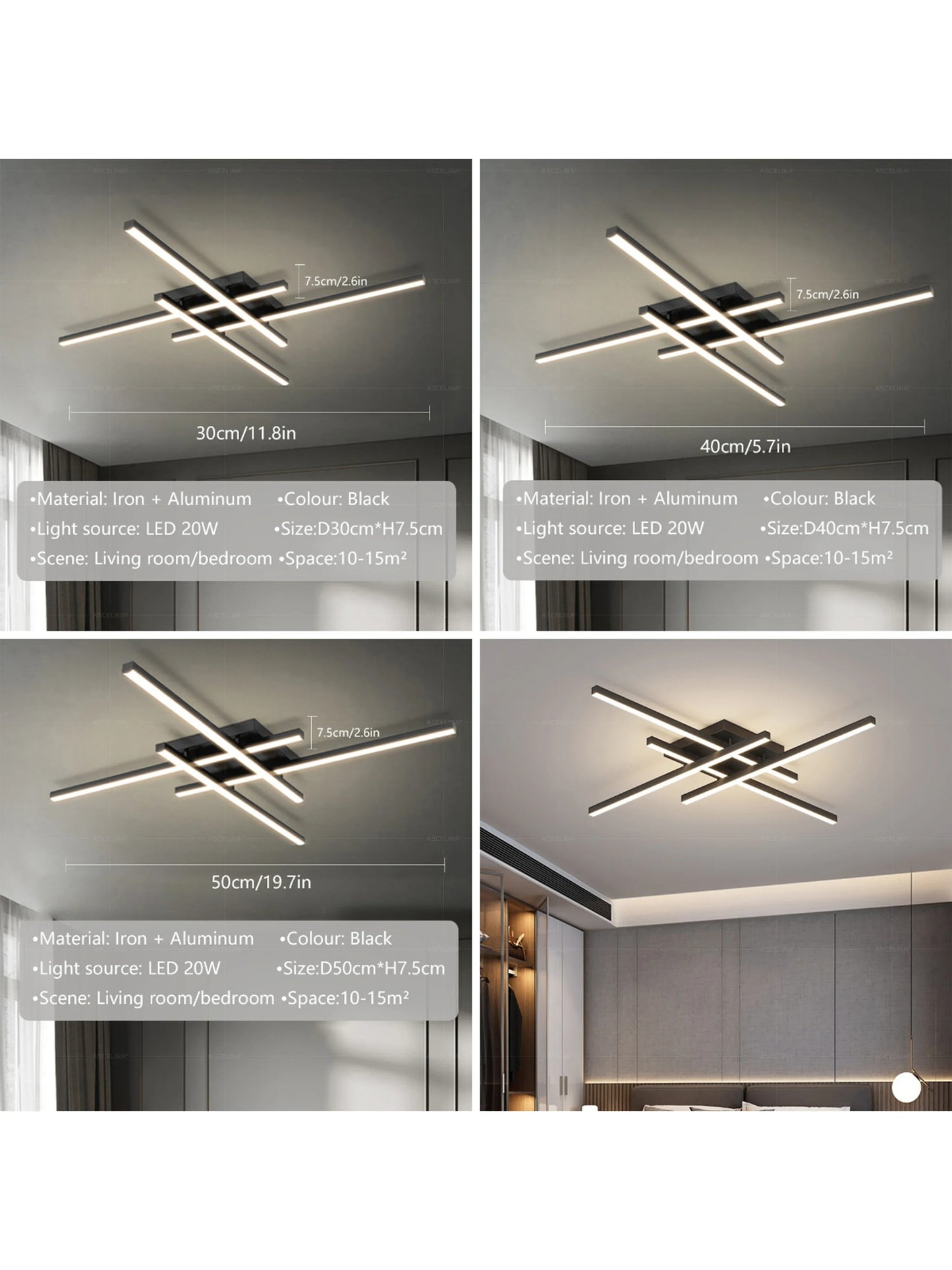 Modern LED Ceiling Lamp Lights 30/50CM Square Line