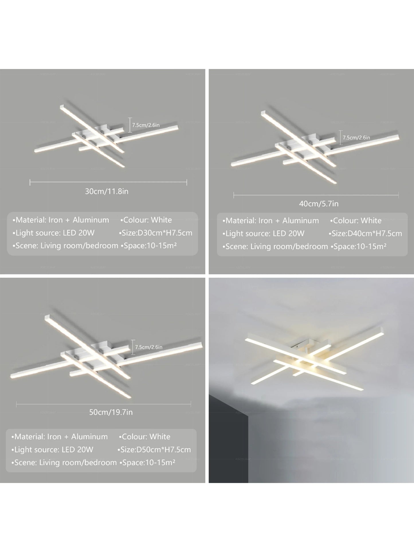 Modern LED Ceiling Lamp Lights 30/50CM Square Line
