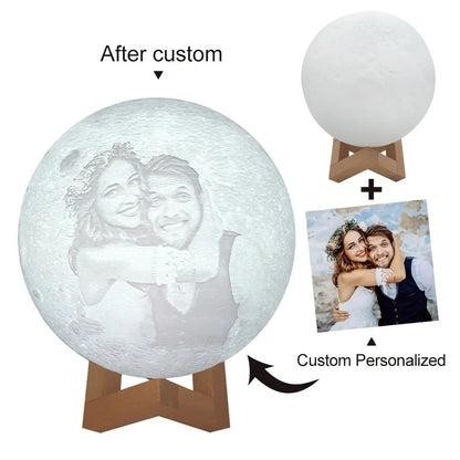 Personalized 3D Printing Moon Lamp Customized Photo Text Night Light USB Rechargeable🌕