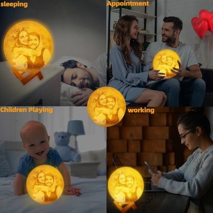 Personalized 3D Printing Moon Lamp Customized Photo Text Night Light USB Rechargeable🌕